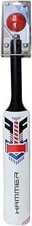 Hammer Plastic Cricket Bat Set (One Soft Bat and Ball) - Durable & Lightweight Cricket Bat Easy to Transport - Ideal Bat and Ball Set for Children/Junior/Boys - Classic White Color