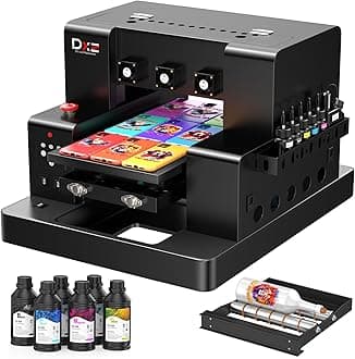 DXZ A3 UV Printer with L805 Printhead – 6-Color CMYK+WW Printing, White Ink Circulation, Auto Cleaning, Vacuum Platform – for Phone Cases, Acrylic, Metal, Leather, Wood, PVC,2-Year Ink Included